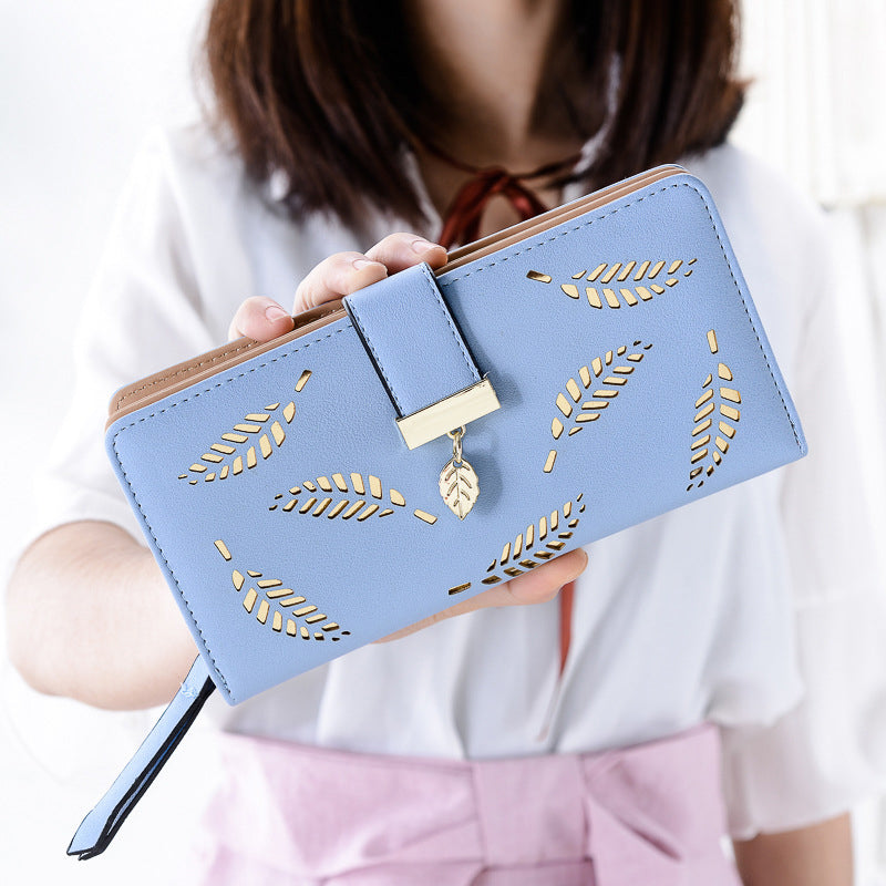Ladies long wallet with leaf pattern | Stornfield