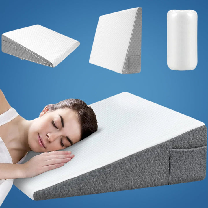 OrthoComfort | Triangle Pillow – Memory Foam – Extra Support for Acid Reflux – Sleep Apnea – Back Pain – Post-Surgery Recovery Stornfield