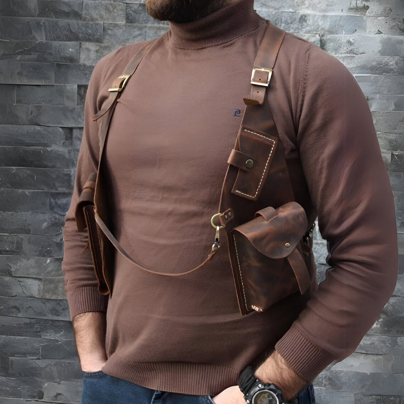 Medieval Steampunk shoulder bag with retro strap | Stornfield