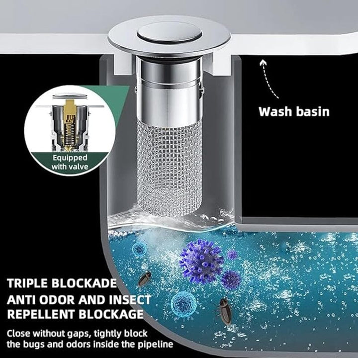 Drain filter stainless steel with pop-up mechanism | Stornfield