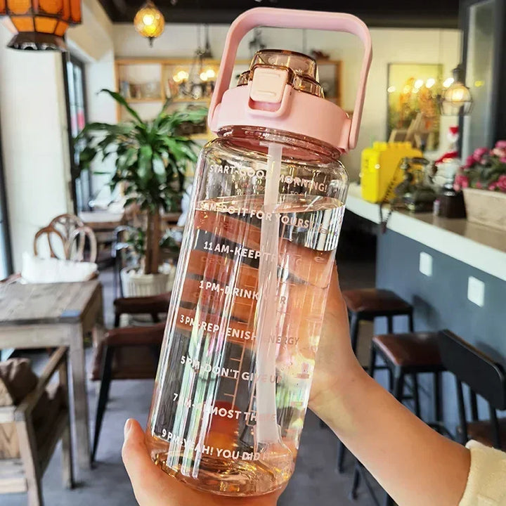 Stornfield | 2L Portable Sports Water Bottle with Straw and Time Markings