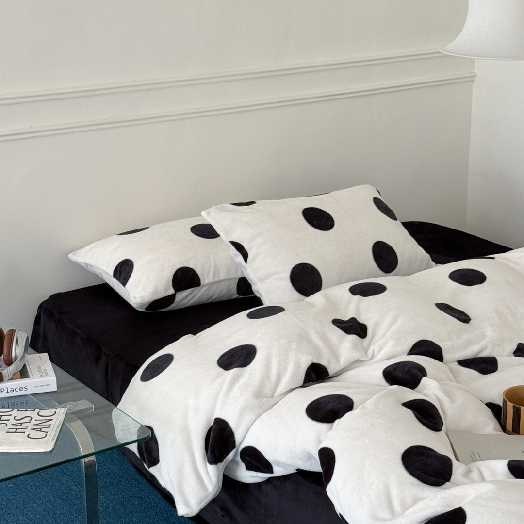 Warm milk fiber fleece bedding set, 4-piece