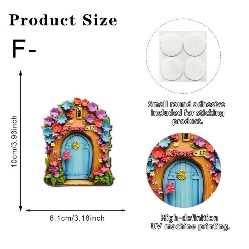 Decorative 2D Elf Door made of Pine Wood for Garden and House