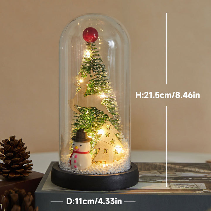 Mini Christmas tree in acrylic bell, illuminated, 13.5-21.5 cm