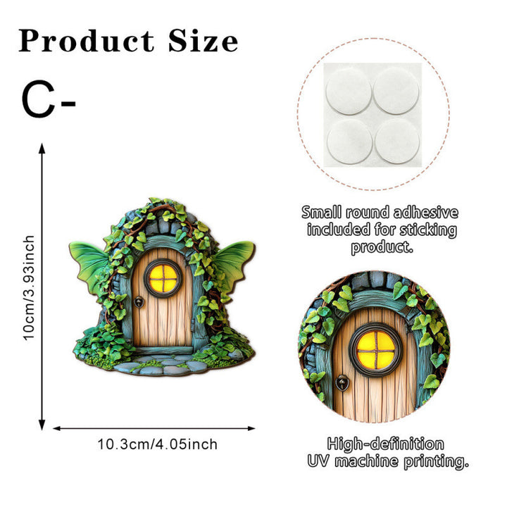 Decorative 2D Elf Door made of Pine Wood for Garden and House