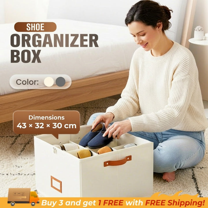 Foldable shoe box made of fabric with lid | Stornfield