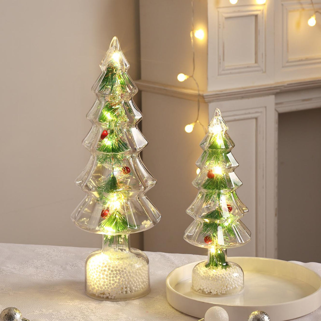 Illuminated Mini Christmas Tree made of Pine Needles