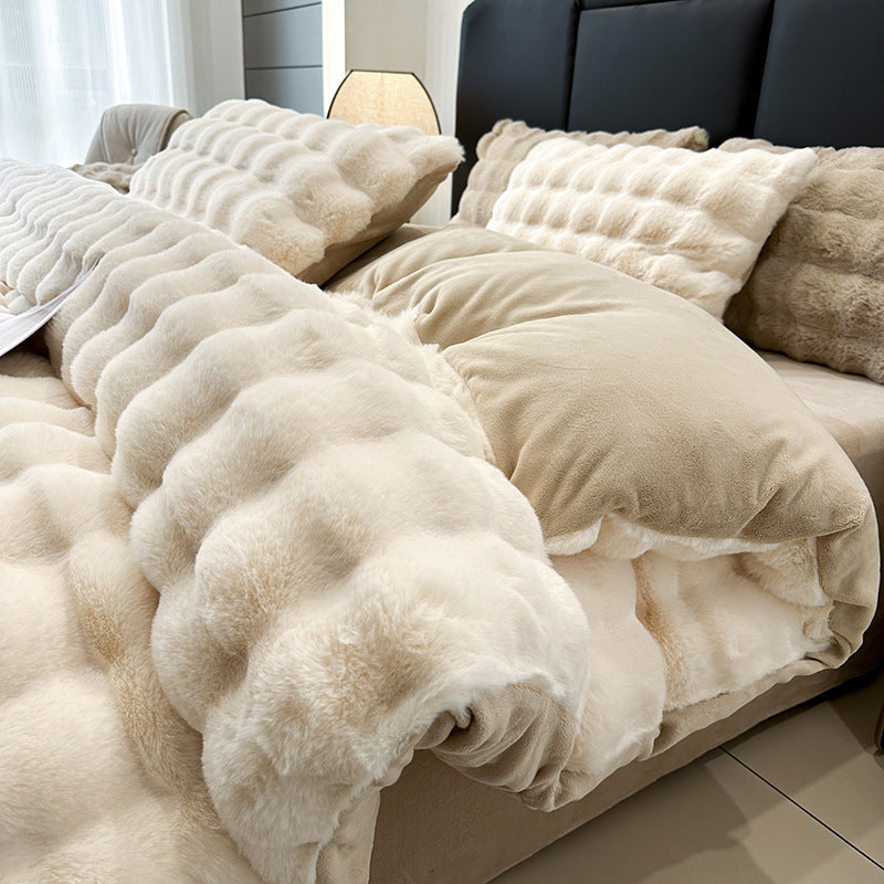Winter bedding set made of coral fleece