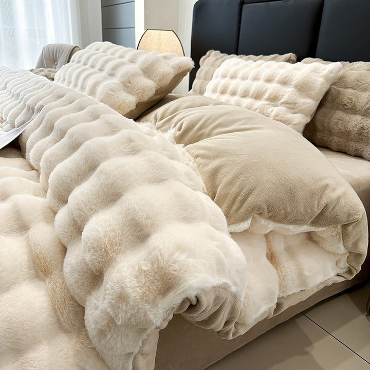 Winter bedding set made of coral fleece