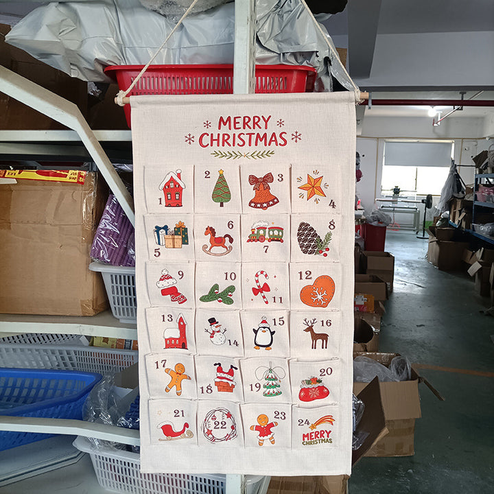 Christmas Advent calendar made of fabric with 24 pockets