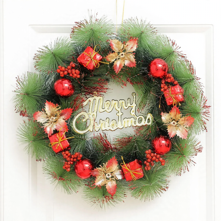 Illuminated Christmas wreath with hanging