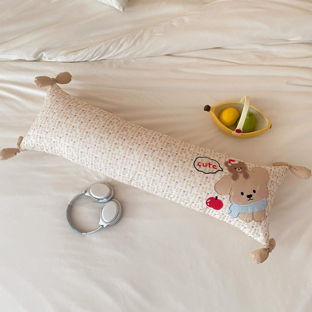 Long cotton nursing pillow, removable cover