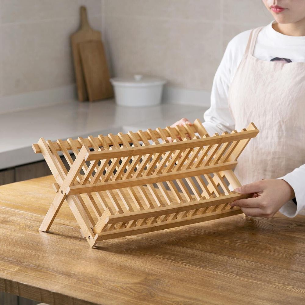 Bamboo drying rack with vertical compartments | Stornfield