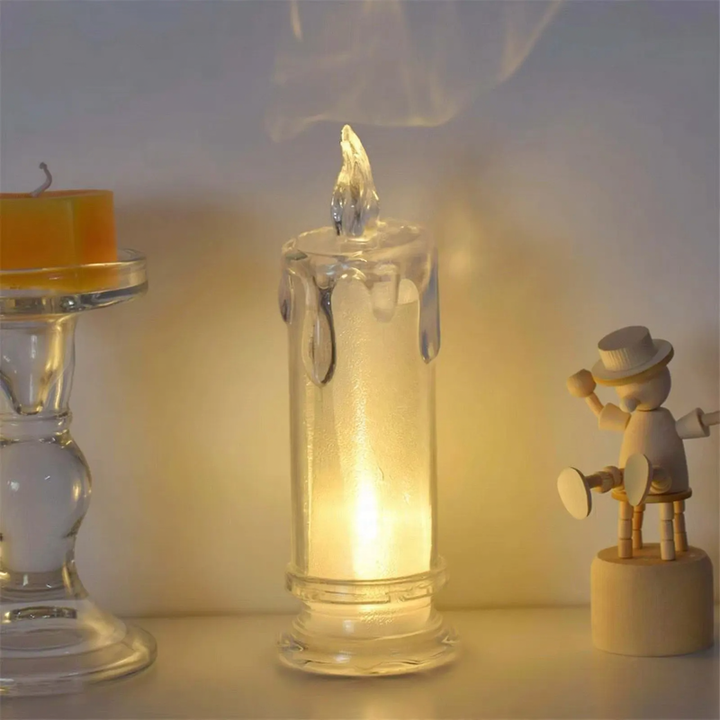 LED-Real Wax Look Candle with Rose Light Effect