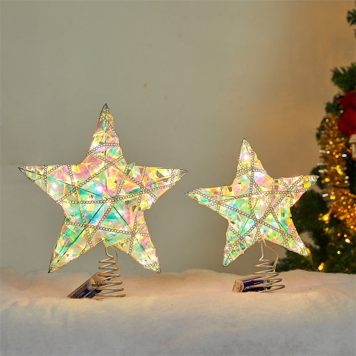 LED Christmas tree topper star, wire mesh