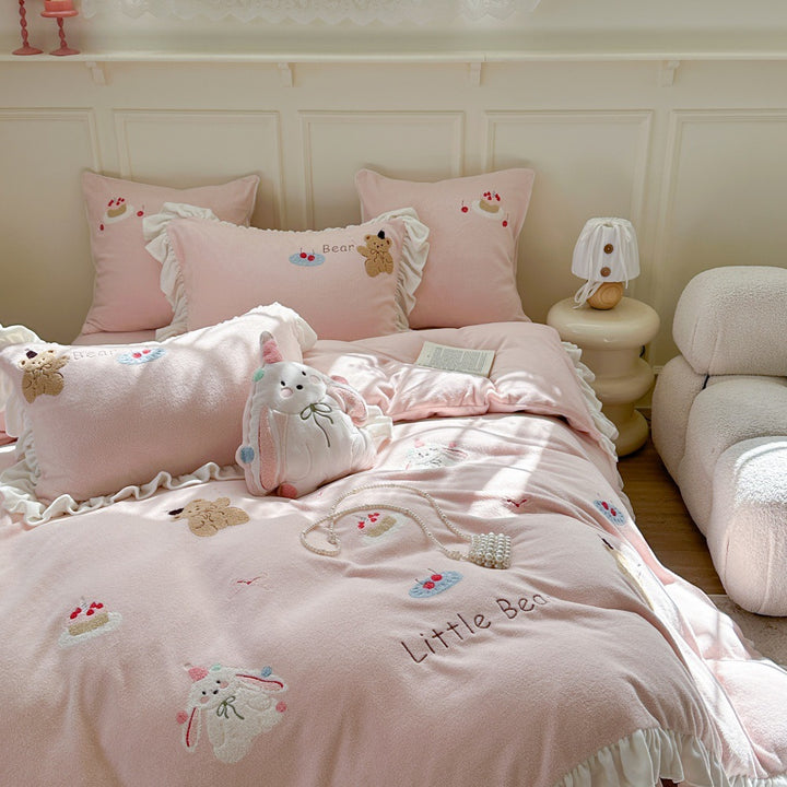 Playful children's bedding set, milk fiber fleece, soft