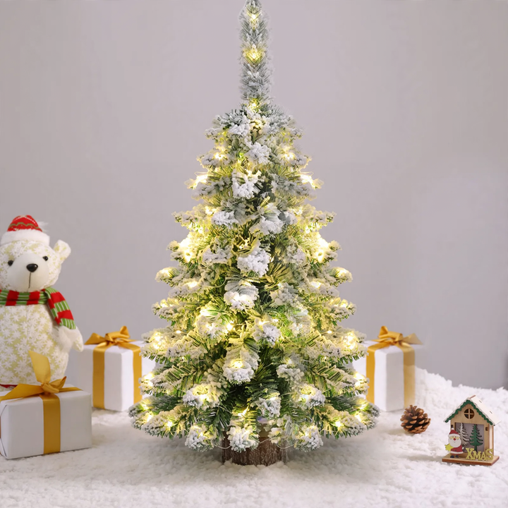 Mini Christmas tree with flocked branches, 45-75 cm