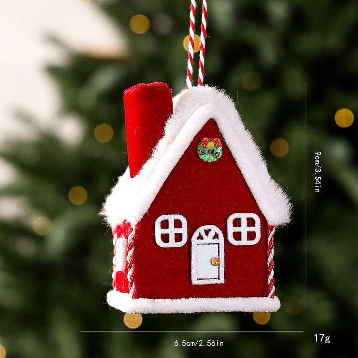 Christmas cabin fabric pendant