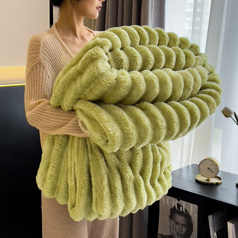 Rabbit fur wool blanket, polyester, Nordic