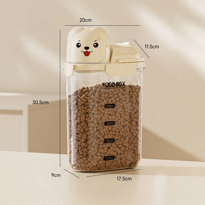 Storage container for pet food and food, 1–2 L