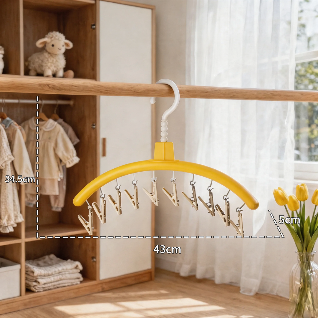 Cartoon clothes dryer with clips