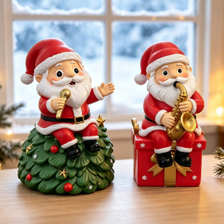 Musical Christmas Figurine, Santa Claus Design