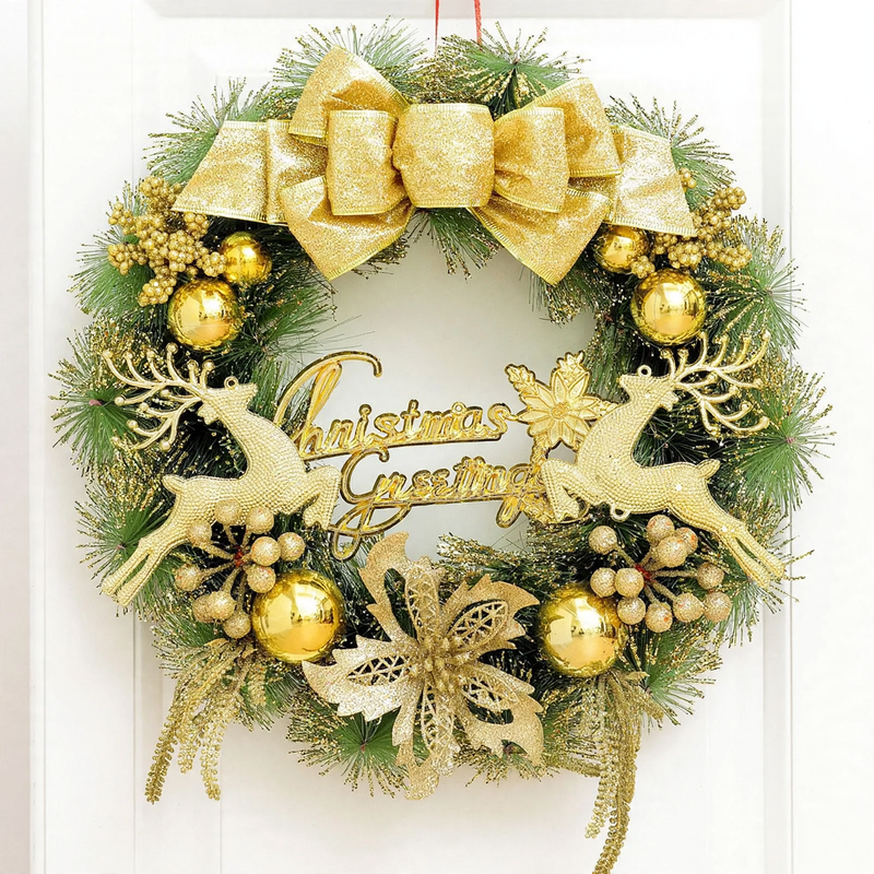 Illuminated Christmas wreath with hanging