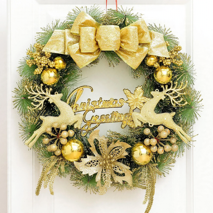 Illuminated Christmas wreath with hanging