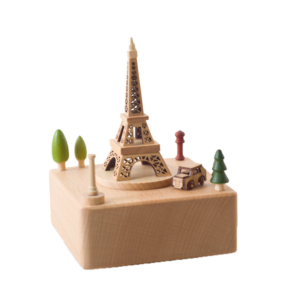 Beech wood music box, European style, 11 cm base