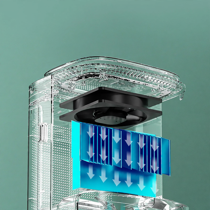 Compact dehumidifier and air purifier for living spaces