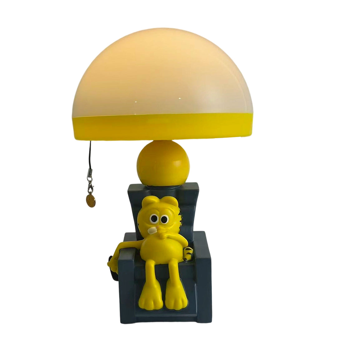 Table lamp cat in deckchair, cartoon