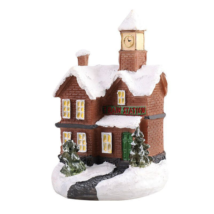 Illuminated Christmas house made of resin