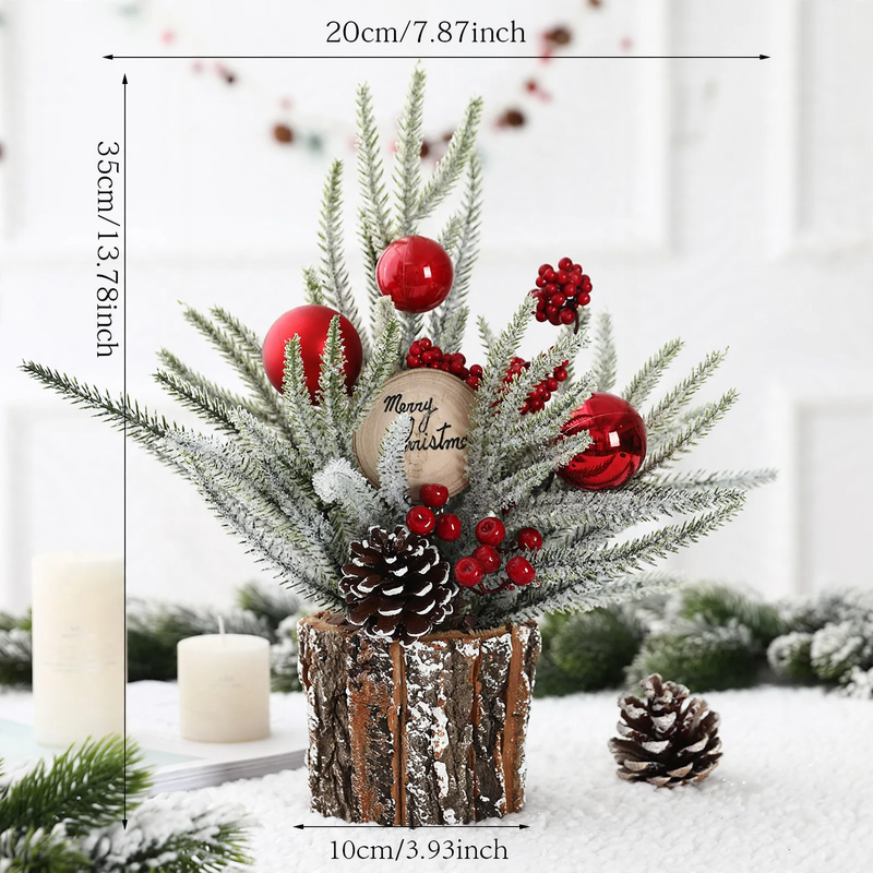 Mini Christmas tree in wooden barrel, 35 cm