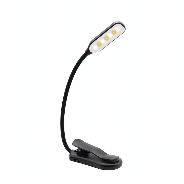 Portable LED clip light with USB charging