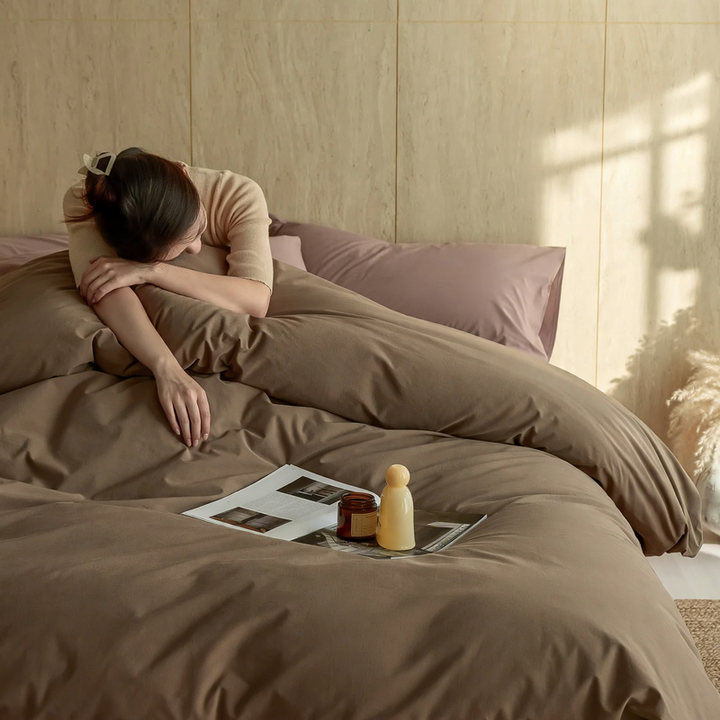 Long-staple cotton bedding set, sand washed