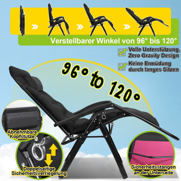 Sun Lounger Folding Deck Chair up to 200kg | Stornfield
