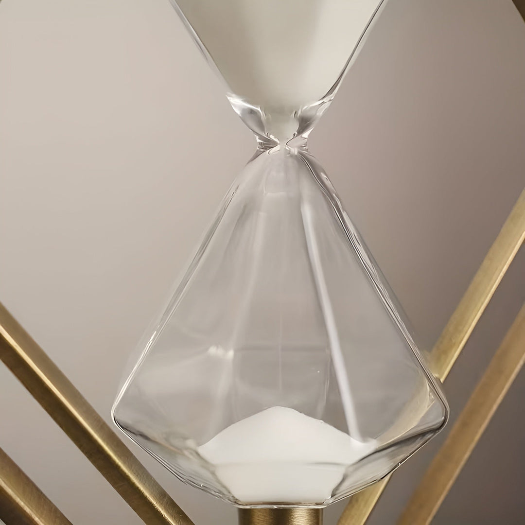 Hourglass with geometric metal frame – Decorative and relaxing | With white sand as meditation timer | Stornfield