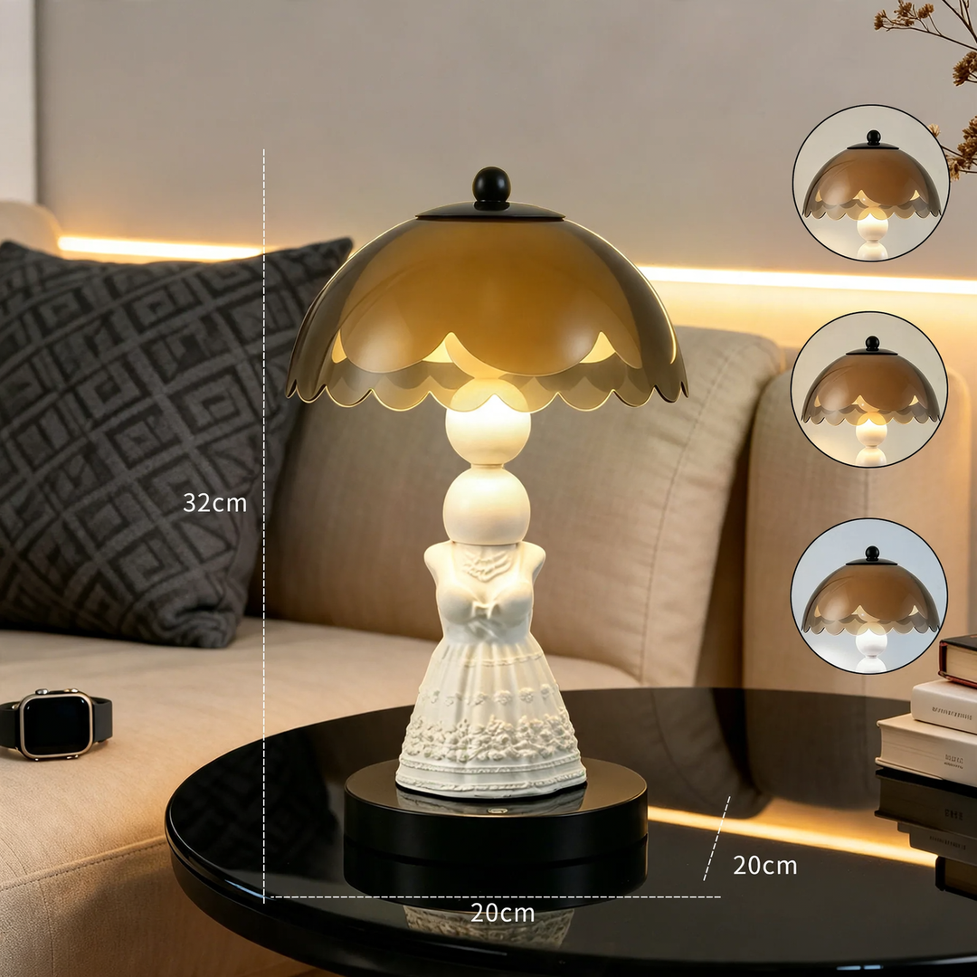 Table lamp with relief dress design made of ABS