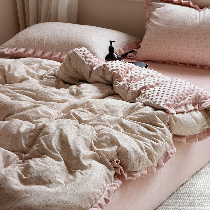 Winter bedding set, cotton gauze and plush, warming