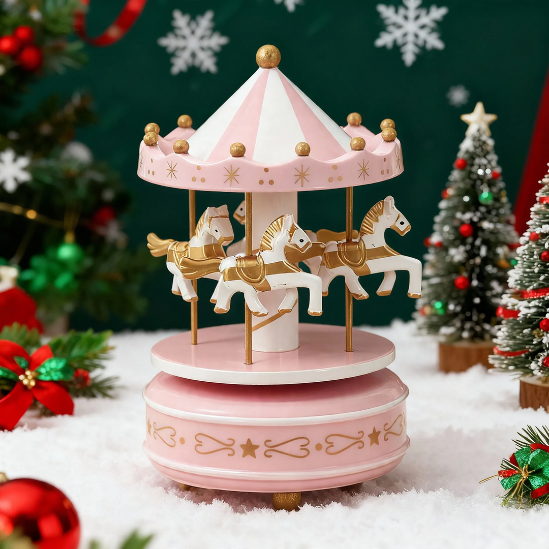 Classic wooden carousel music box