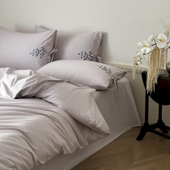 Cotton bedding set, 4-piece, embroidered
