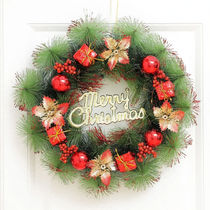 Illuminated Christmas wreath with hanging