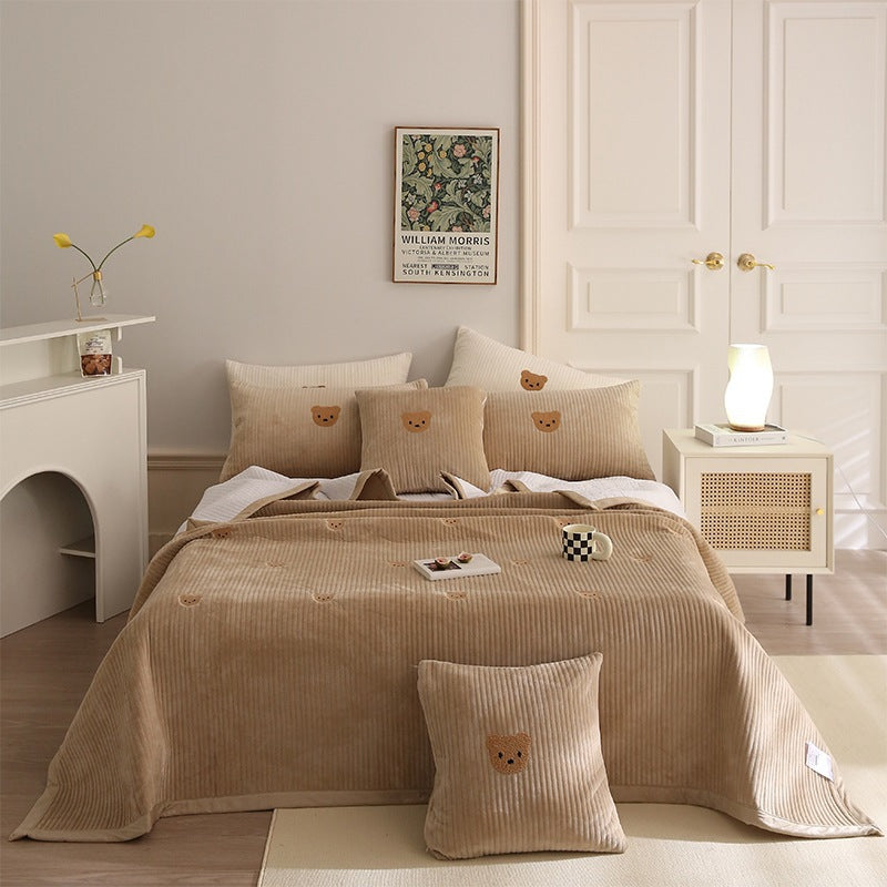 Reversible baby fur bedspread, Korean style