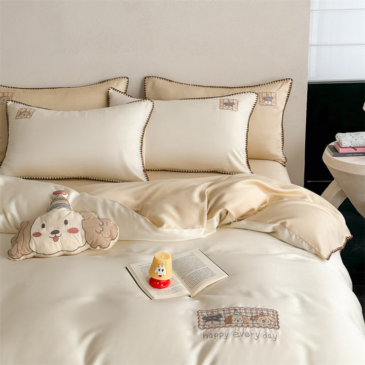 Lyocell bedding, 4-piece, embroidery, summer