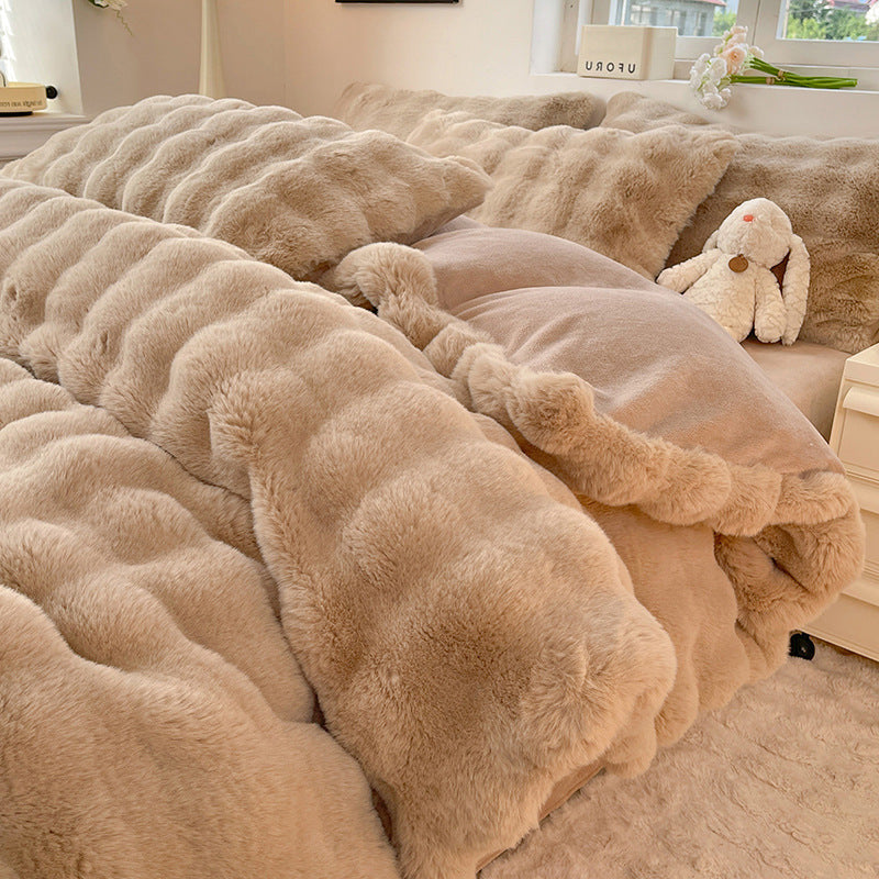 Winter bedding set made of milk fiber fleece, extra thick