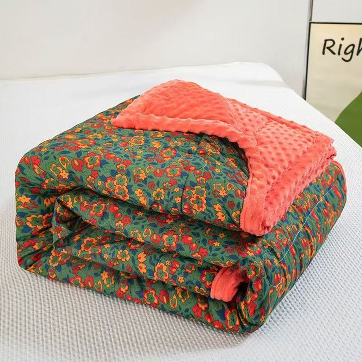 Double-sided cotton duvet with printed pattern