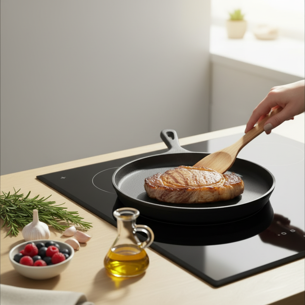 Cast iron pan 26 cm for even frying results | Stornfield