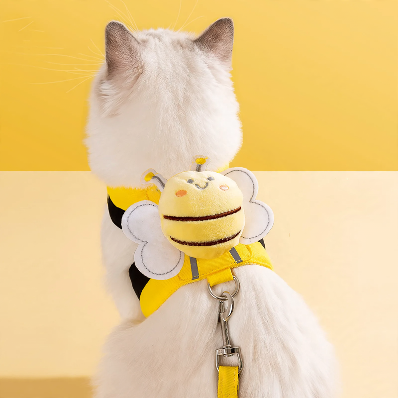 Mesh-Breast Harness with Bee Pattern for Cats