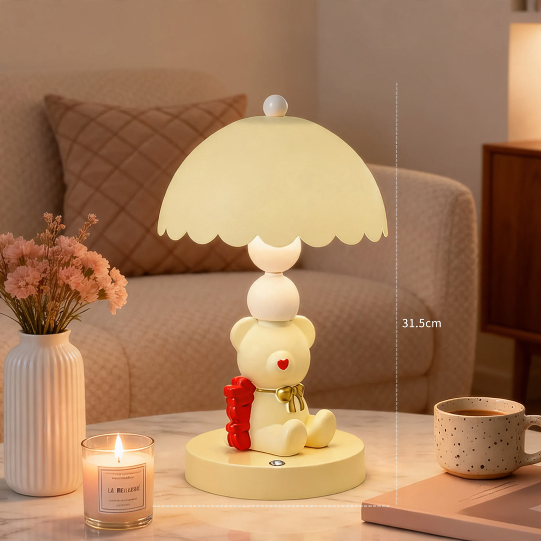 Bow Teddy Bear Table Lamp for Kids Room