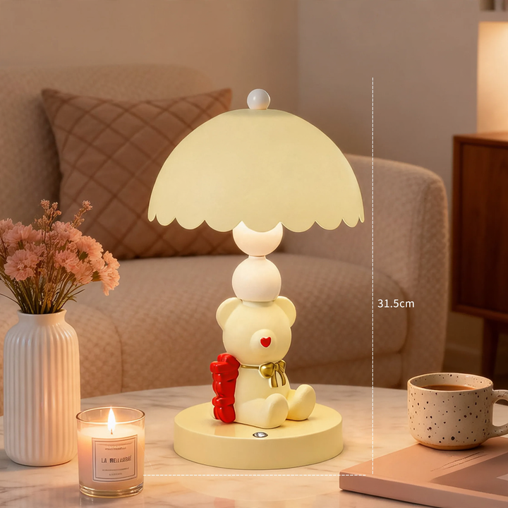 Bow Teddy Bear Table Lamp for Kids Room